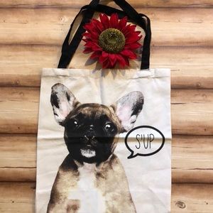 French Bulldog sturdy canvas tote. EUC